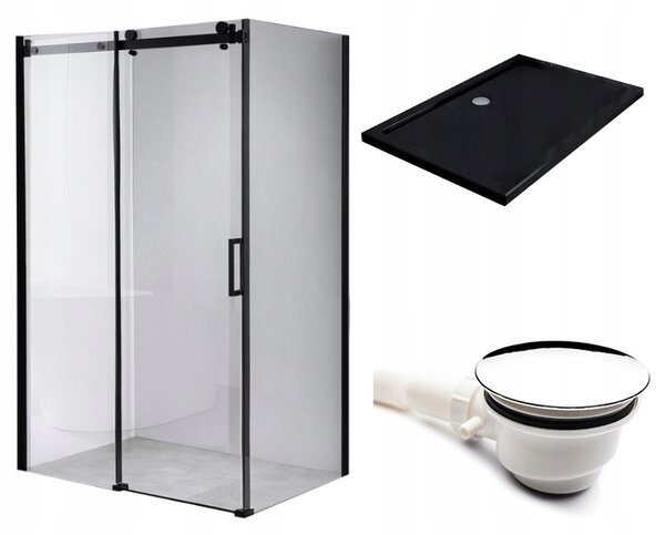 BPS-koupelny Obdĺžnikový sprchovací kút BS14A 100x90 čierny/transparent + vanička ST04A čierna