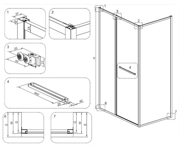 BPS-koupelny Obdĺžnikový sprchovací kút KIRA BL 90x80 čierna/transparent - bez vaničky