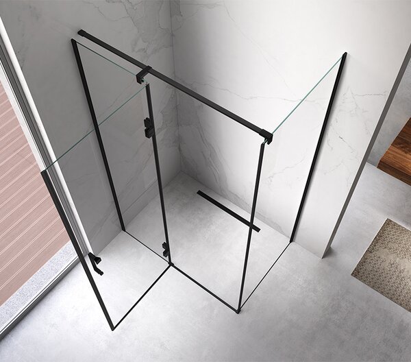 BPS-koupelny Obdĺžnikový sprchovací kút KZ03D BL 120x100 čierna/transparent + vanička ST06C BL čierna