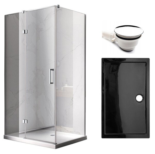 BPS-koupelny Obdĺžnikový sprchovací kút KZ03D 120x100 chróm/transparent + vanička ST06C BL čierna