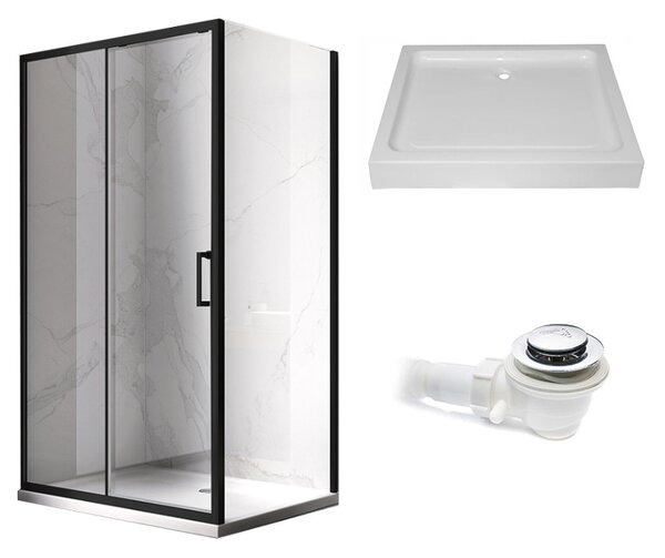 BPS-koupelny Obdĺžnikový sprchovací kút KZ103A BL 100x80 čierny/transparent + vanička SXL03C WH biela