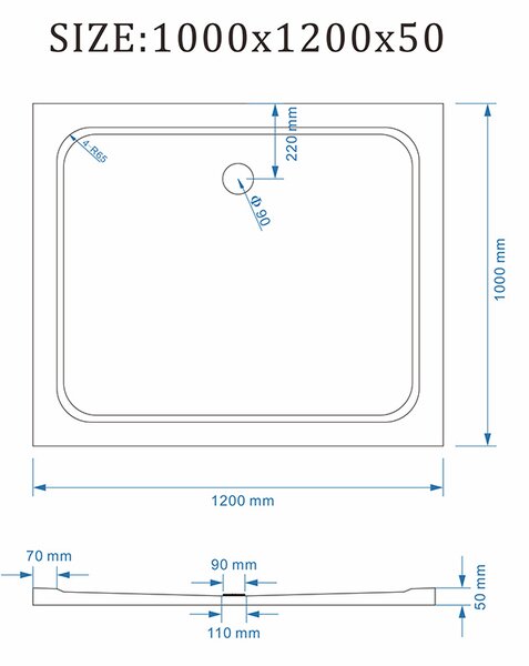 BPS-koupelny Obdĺžnikový sprchovací kút KZ03D 120x100 chróm/transparent + vanička ST06C biela