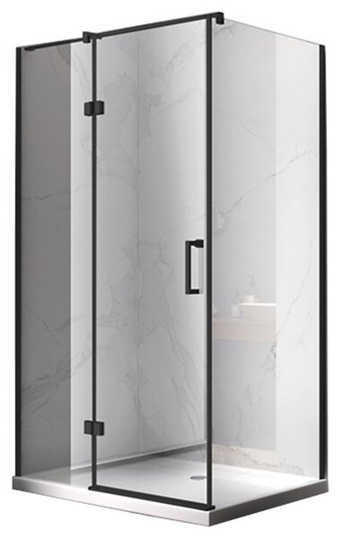 BPS-koupelny Obdĺžnikový sprchovací kút KZ03D BL 120x100 čierna/transparent + vanička ST06C BL čierna