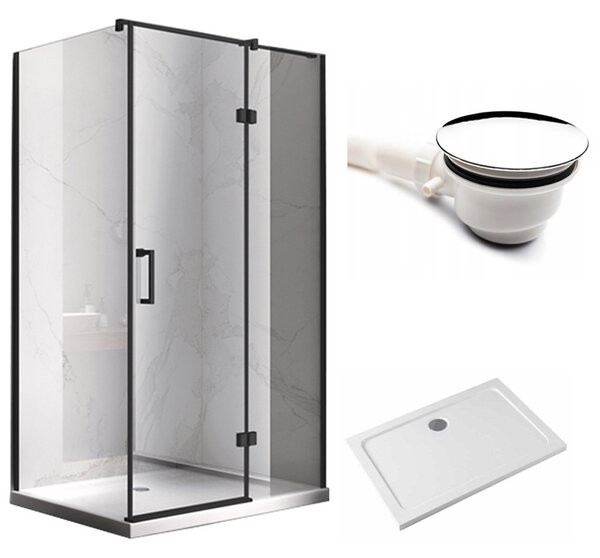 BPS-koupelny Obdĺžnikový sprchový kút KZ03D BL 120x100 čierna/transparent + vanička ST06C biela