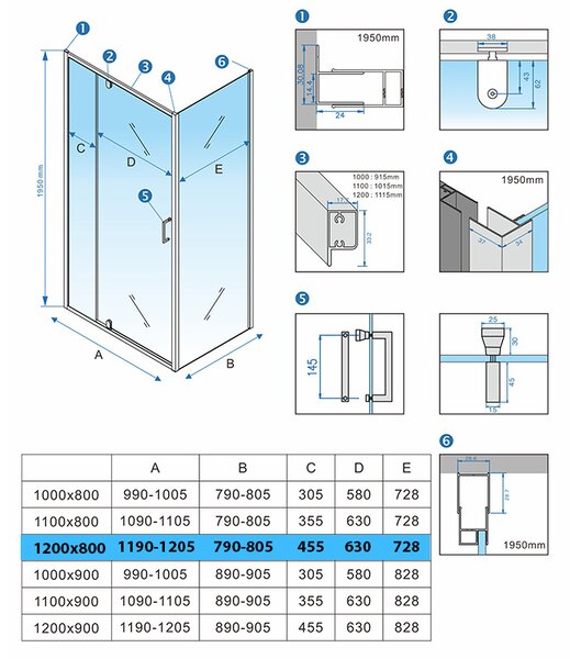 BPS-koupelny Obdĺžnikový sprchovací kút KZ06D 120x80 chrom/transparent + vanička ST03C WH biela