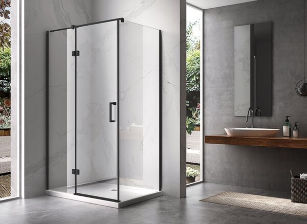 BPS-koupelny Obdĺžnikový sprchový kút KZ03D BL 120x100 čierna/transparent + vanička ST06C biela