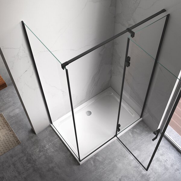 BPS-koupelny Obdĺžnikový sprchovací kút KZ03D BL 120x100 čierna/transparent + vanička ST06C BL čierna