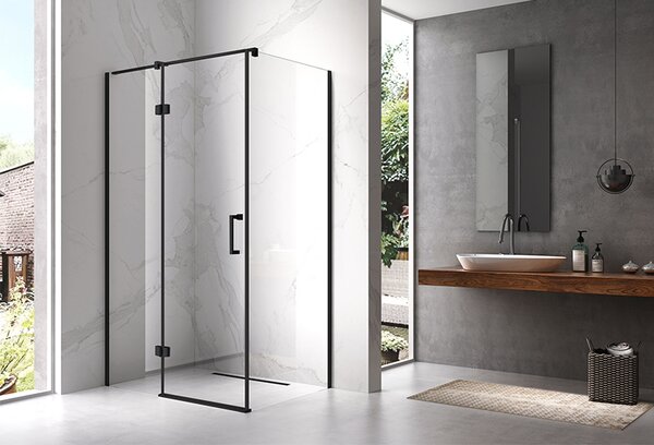 BPS-koupelny Obdĺžnikový sprchovací kút KZ03D BL 120x100 čierna/transparent + vanička ST06C BL čierna