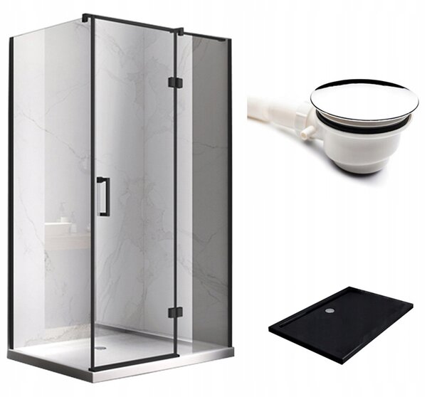 BPS-koupelny Obdĺžnikový sprchovací kút KZ03D BL 120x100 čierna/transparent + vanička ST06C BL čierna