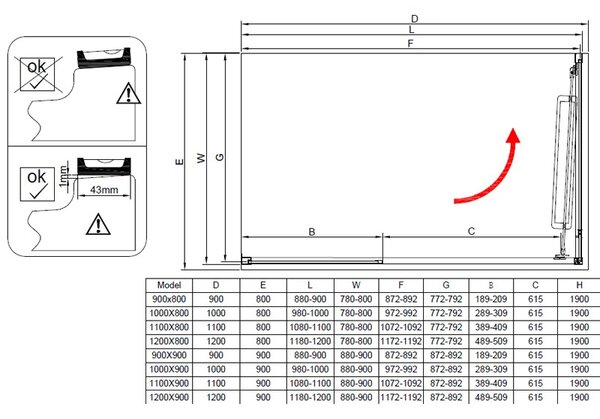 BPS-koupelny Obdĺžnikový sprchovací kút KIRA BL 90x80 čierna/transparent - bez vaničky