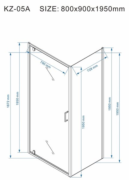 BPS-koupelny Obdĺžnikový sprchový kút KZ05A WH 90x80 biela/transparent - bez vaničky