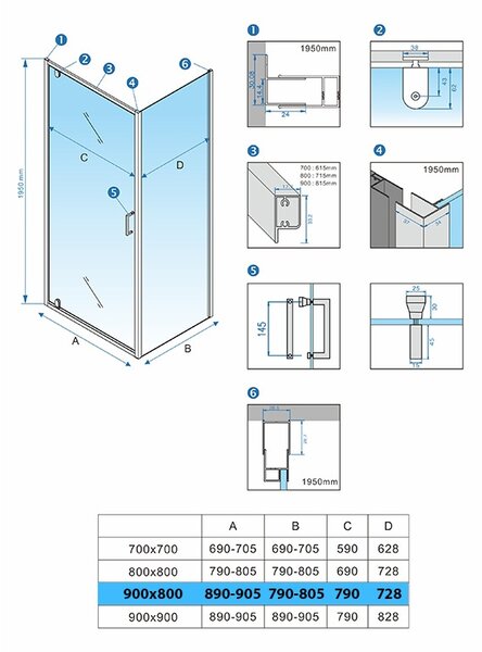 BPS-koupelny Obdĺžnikový sprchový kút KZ05A WH 90x80 biela/transparent - bez vaničky