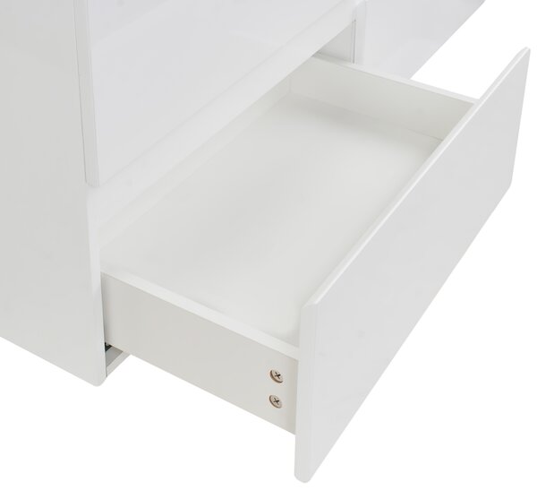 Závesná kúpeľňová skrinka s dvojitým umývadlom biela MDF 120 x 46 cm so 4 zásuvkami úložný priestor moderný štýl kúpeľňa