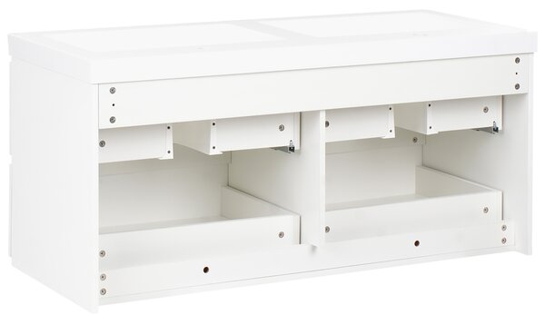 Závesná kúpeľňová skrinka s dvojitým umývadlom biela MDF 120 x 46 cm so 4 zásuvkami úložný priestor moderný štýl kúpeľňa