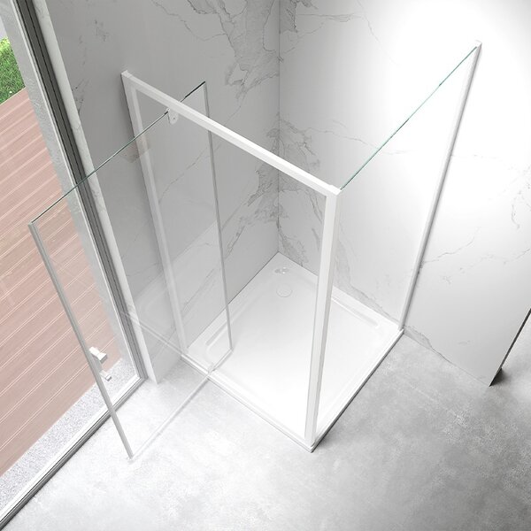 BPS-koupelny Obdĺžnikový sprchový kút KZ05A WH 90x80 biela/transparent - bez vaničky
