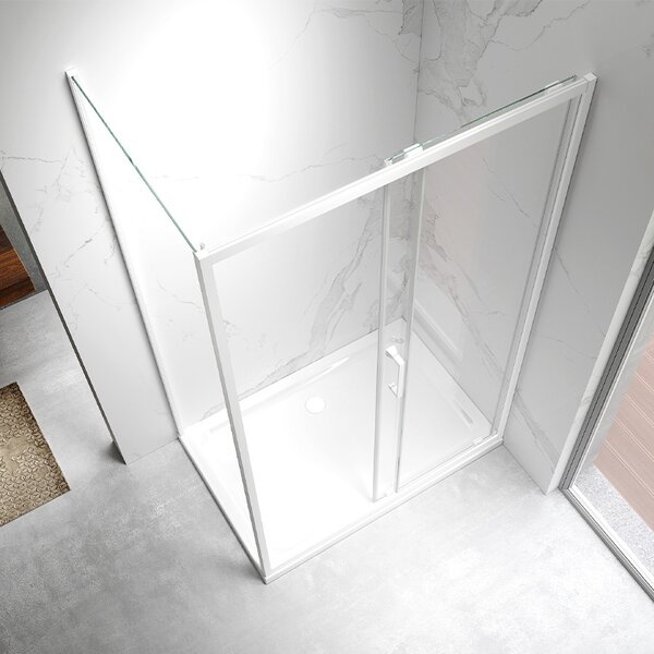 BPS-koupelny Obdĺžnikový sprchovací kút KZ103A WH 100x80 biela/transparent - bez vaničky