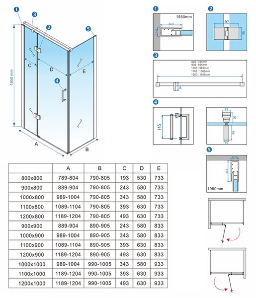 BPS-koupelny Obdĺžnikový sprchovací kút ZES KZ03D BL 120x100 čierna/transparent - bez vaničky