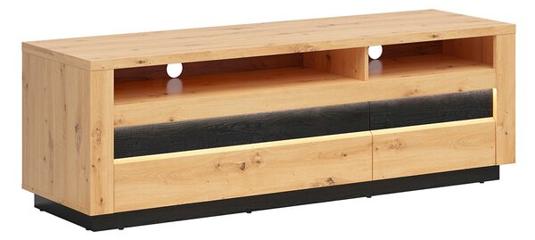 NovýNábytok.sk TV stolík/skrinka BRW Ostia RTV2S (dub artisan + dub čierny) ( s LED osvetlením). Vlastná spoľahlivá doprava až k Vám domov. 1025965