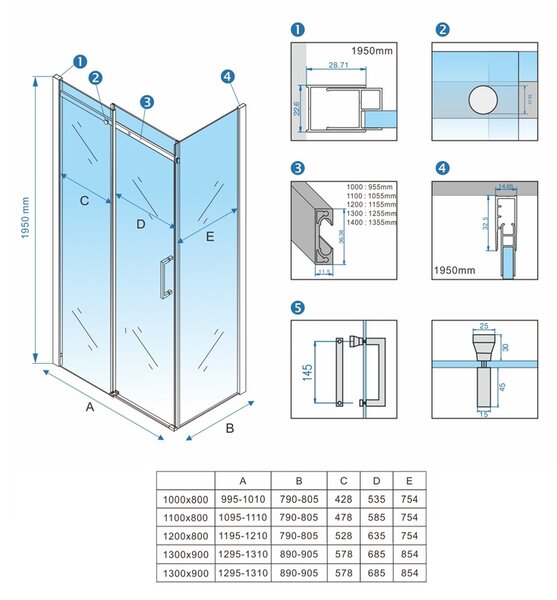 BPS-koupelny Obdĺžnikový sprchovací kút ZES KZ22A BL 100x80 čierny/transparent - bez vaničky