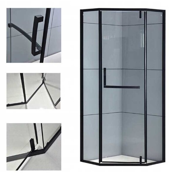 BPS-koupelny Päťuholníkový sprchovací kút KZ4026A BL 80x80 čierna/transparent + vanička ST07A BL čierna