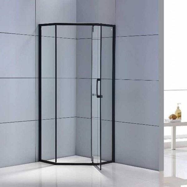 BPS-koupelny Päťuholníkový sprchovací kút KZ4026A BL 80x80 čierna/transparent + vanička ST07A BL čierna