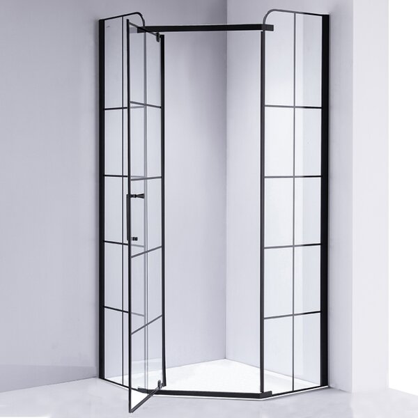 BPS-koupelny Päťuholníkový sprchovací kút BS06B 90x90 čierna/transparent + vanička SXL07B WH biela