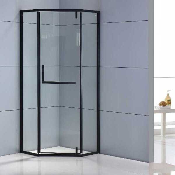 BPS-koupelny Päťuholníkový sprchovací kút KZ4026A BL 80x80 čierna/transparent + vanička ST07A BL čierna