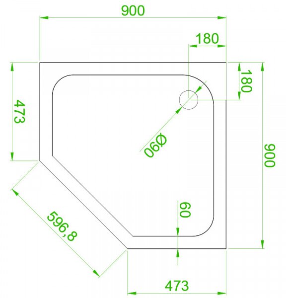 BPS-koupelny Päťuholníkový sprchovací kút BS07B 90x90 čierna/transparent + vanička ST07B WH biela