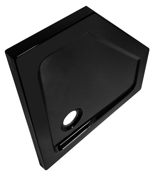 BPS-koupelny Päťuholníkový sprchovací kút KZ4026A BL 80x80 čierna/transparent + vanička ST07A BL čierna