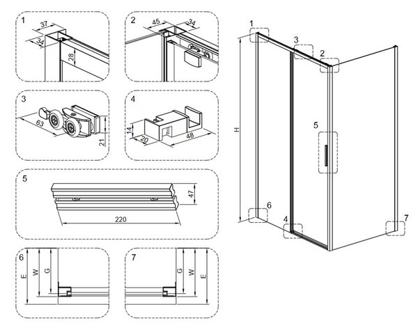 BPS-koupelny Obdĺžnikový sprchovací kút NOVA BL 90x80 čierny/transparent - bez vaničky