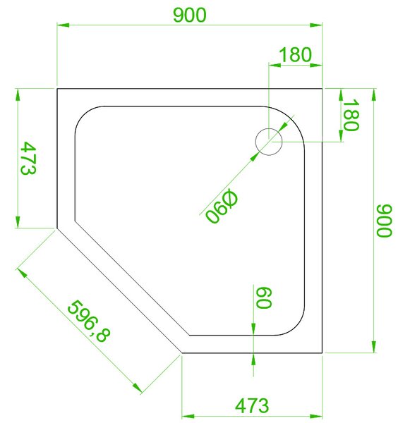 BPS-koupelny Päťuholníkový sprchový kút BS06B 90x90 čierna/transparent + vanička ST07B BL čierna