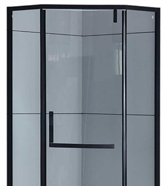 BPS-koupelny Päťuholníkový sprchovací kút KZ4026A BL 80x80 čierna/transparent + vanička ST07A BL čierna
