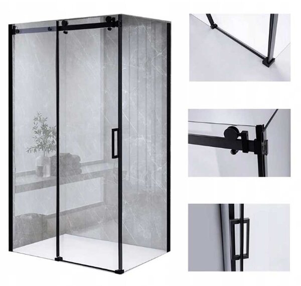 BPS-koupelny Obdĺžnikový sprchový kút BS15B 110x80 čierna/transparent - bez vaničky