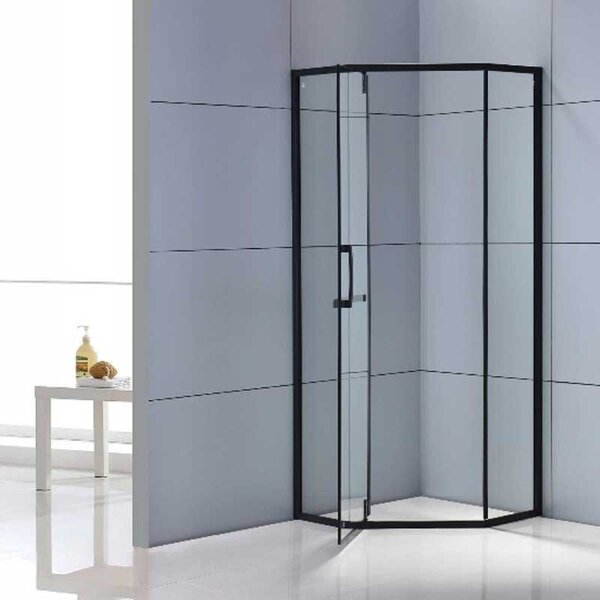 BPS-koupelny Päťuholníkový sprchovací kút KZ4026A BL 80x80 čierna/transparent + vanička ST07A BL čierna