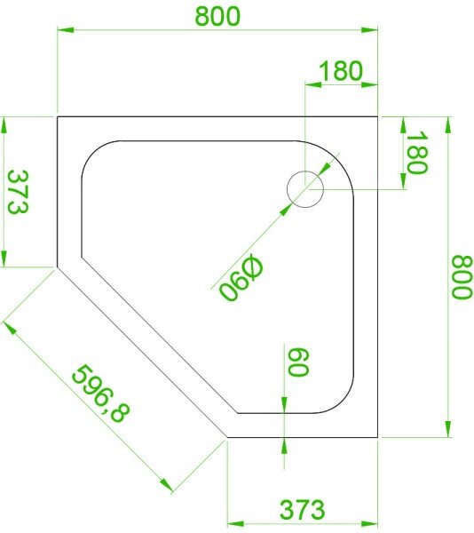 BPS-koupelny Päťuholníkový sprchový kút KZ91A BL 80x80 čierna/transparent + vanička ST07A BL čierna