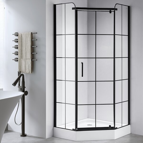 BPS-koupelny Päťuholníkový sprchový kút BS06B 90x90 čierna/transparent - bez vaničky