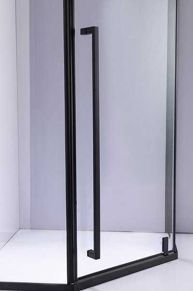 BPS-koupelny Päťuholníkový sprchovací kút BS07C 100x100 čierna/transparent + vanička SXL07C WH biela