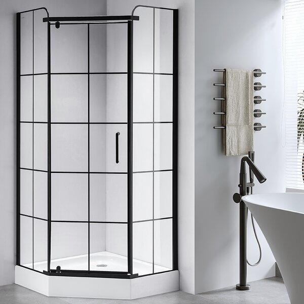 BPS-koupelny Päťuholníkový sprchový kút BS06B 90x90 čierna/transparent - bez vaničky