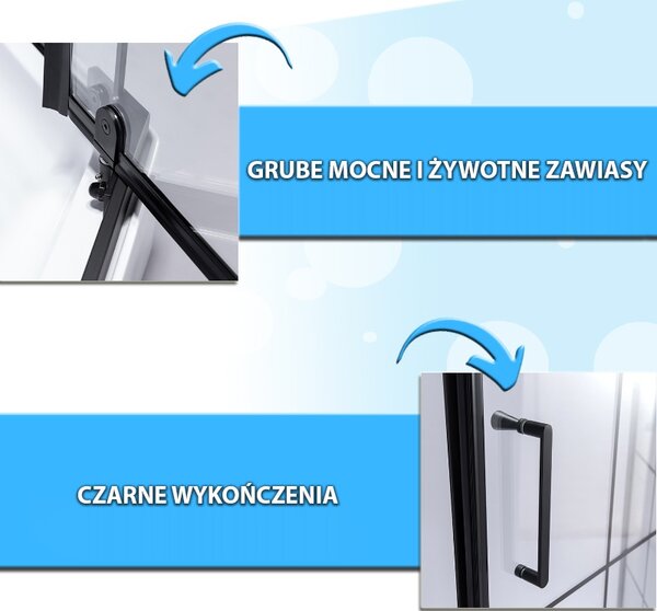BPS-koupelny Päťuholníkový sprchový kút BS06B 90x90 čierna/transparent - bez vaničky