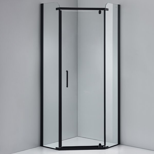BPS-koupelny Päťuholníkový sprchovací kút KZ91A BL 80x80 čierna/transparent + vanička SXL07A WH biela