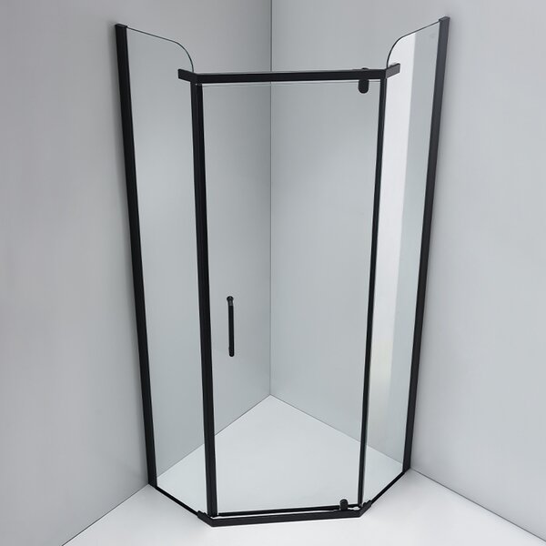 BPS-koupelny Päťuholníkový sprchovací kút KZ91A BL 80x80 čierna/transparent + vanička SXL07A WH biela