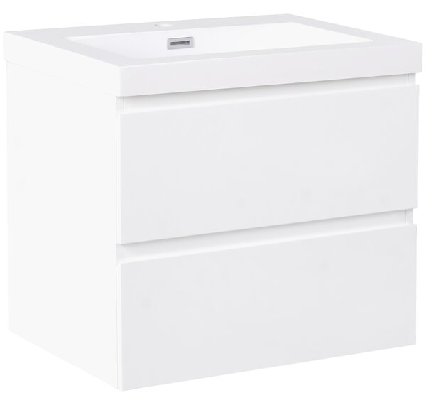 Závesná kúpeľňová skrinka s umývadlom biela MDF 60 x 46 cm s 2 zásuvkami úložný priestor moderný štýl kúpeľňa