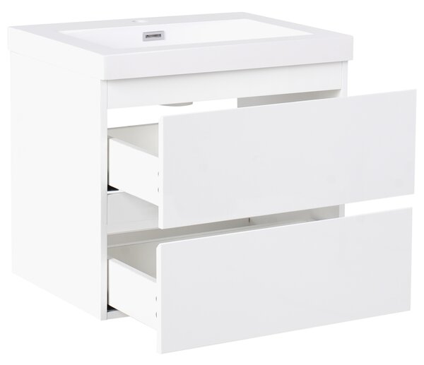 Závesná kúpeľňová skrinka s umývadlom biela MDF 60 x 46 cm s 2 zásuvkami úložný priestor moderný štýl kúpeľňa