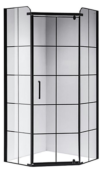 BPS-koupelny Päťuholníkový sprchový kút BS06B 90x90 čierna/transparent - bez vaničky