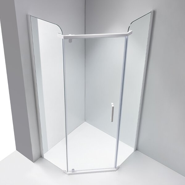 BPS-koupelny Päťuholníkový sprchovací kút KZ91A 80x80 chróm/transparent + vanička ST07A WH biela