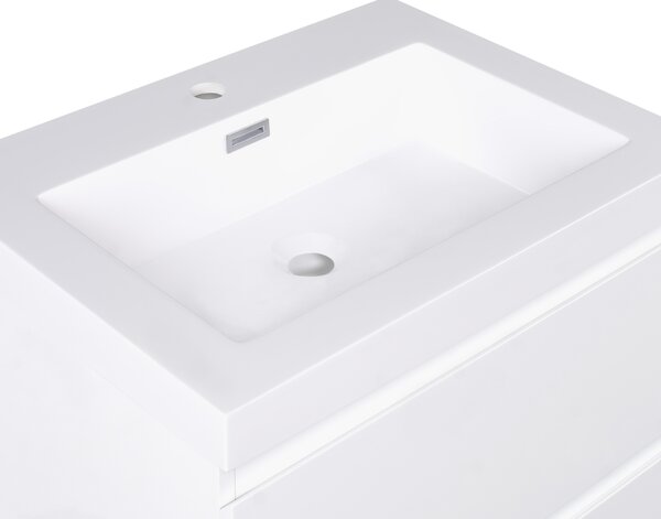 Závesná kúpeľňová skrinka s umývadlom biela MDF 60 x 46 cm s 2 zásuvkami úložný priestor moderný štýl kúpeľňa