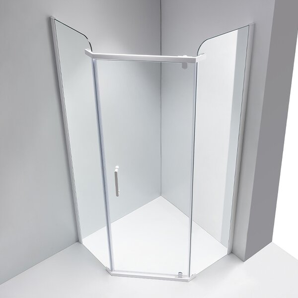 BPS-koupelny Päťuholníkový sprchovací kút KZ91A 80x80 chróm/transparent + vanička ST07A BL čierna