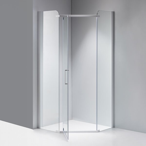 BPS-koupelny Päťuholníkový sprchovací kút KZ91A 80x80 chróm/transparent + vanička ST07A BL čierna