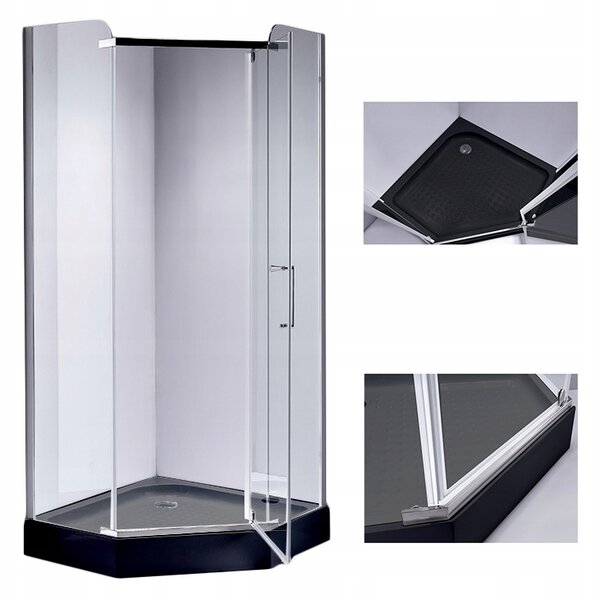 BPS-koupelny Päťuholníkový sprchový kút KZ91A 80x80 cm chróm/transparent + vanička SXL07A BL čierna