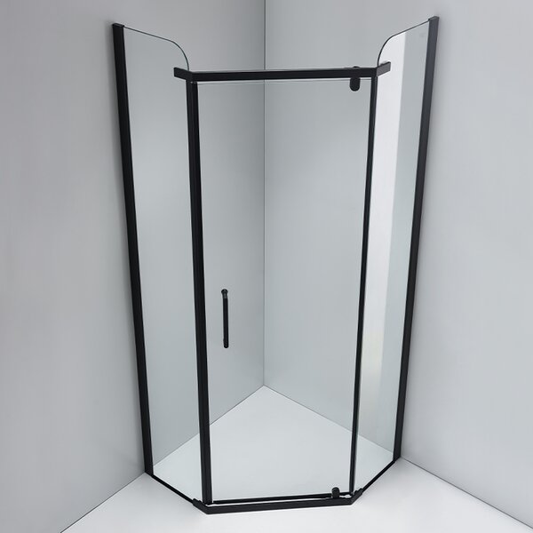 BPS-koupelny Päťuholníkový sprchovací kút KZ91A BL 80x80 čierna/transparent + vanička ST07A WH biela